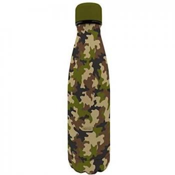 NERTHUS Botella Termo Doble Pared para frios y Calientes Diseño Camuflaje de Acero Inoxidable 500 ml Libre de BPA, 18/8