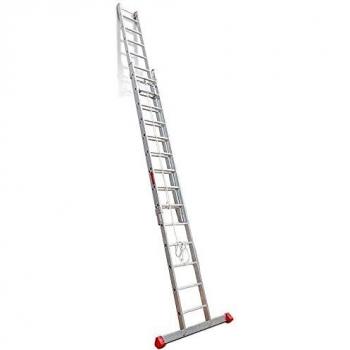 Faraone - Escalera de Aluminio - Escalera Extensible con Cuerda EN 219 - 550 x 48 x 18 cm - 19+19 Peldaños - Máxima Estabilidad y Seguridad - Escalera Extensible Muy Resistente