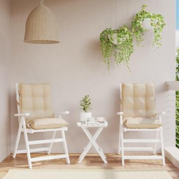 Cojines de Silla de Respaldo Bajo 2 uds Color Gris, Crema, Beige - Cojín Decorativo de Asiento para Muebles de Salón, Tela Oxford Beige