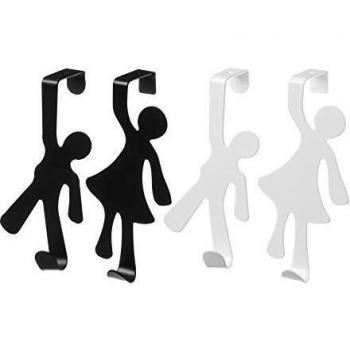 Gancho percha puerta pack x2 metal 2 colores blanco/negro