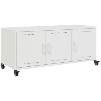 Mueble de TV Acero Blanco 100,5x39x43,5 cm