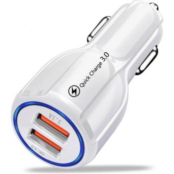 Cargador de coche 30W 3A con carga rápida 3.0 y 4.0, adaptador universal de 3 USB para iPhone, Samsung y Xiaomi