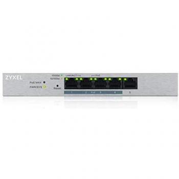 Zyxel GS1200-5HPv2 Managed Gigabit Ethernet Switch, 5x RJ45 1000Mb/s Ports, 4x PoE+ Ports, 60W Power Budget
