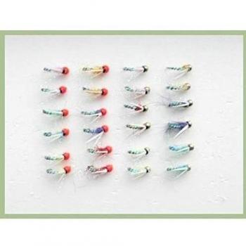 24 dorado cabeza y caliente cabeza UV zumbador trucha pesca moscas mixto tamaño 10/12