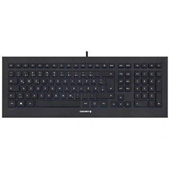 Cherry STRAIT - Teclado (USB), color negro - Teclado AZERTY Francés