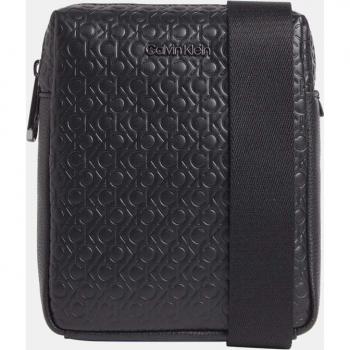 Calvin Klein Elegant Black Shoulder Bag with Contrast Details, Men's Zip Closure, One Size