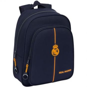 Safta Mochila Escolar Infantil Real Madrid 2ª Equipación 24/25, Adaptable a Carro, Dimensiones 27x33x10 cm, Color Azul Marino, Ideal para Niños de Diferentes Edades, Cómod