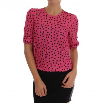 Dolce & Gabbana Pink Polka Dotted Silk Blouse - IT38 | S, Female, Size: 2XS