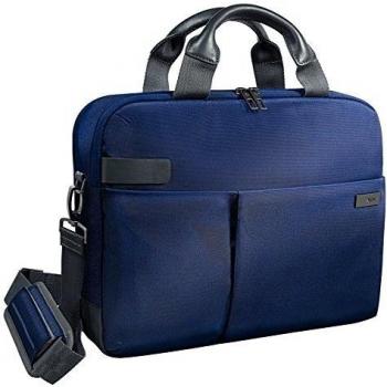 Leitz 60390069,Bolsa para ordenador portátil de 13,3 Smart Traveller, Poliéster/Piel, Azul titanio