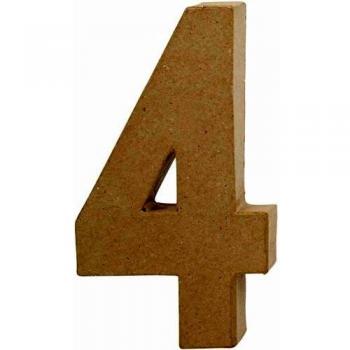 Número de papel maché 4 - Creativo - 20,5 cm - Marrón - Objetos decorativos