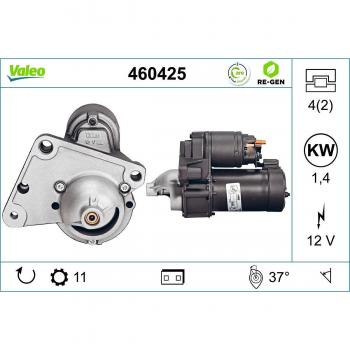 Motor de arranque VALEO 460425 para PEUGEOT 206, 407, 307, 207, 308, Partner, 2008, 208, Rifter, Expert, Traveller, 1007,