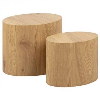 Mesa de café ovalada ACTONA GROUP Mice, set de 2 mesas, diseño moderno en varias colores, madera de roble