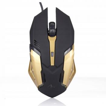 Ratón óptico para gamers ART MYART AM-98 2400DPI USB (Cableado) Negro/Dorado