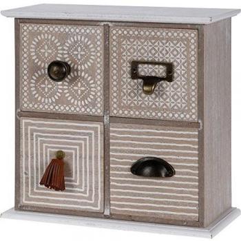 Home Styling Collection - Armario pequeño con 4 cajones, Madera de Paulownia y Tablero DM, 25 x 12 x 25 cm