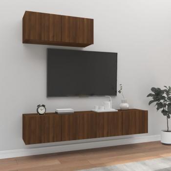 vidaXL Set de muebles para TV 3 piezas madera contrachapada roble marrón 80 x 30 x 30 cm, Mueble de Salón, Mueble TV, Mesa de TV, Mueble Televisor