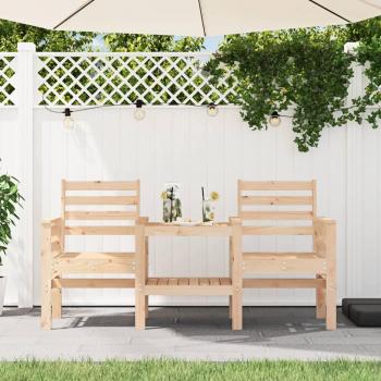 Banco de jardín con mesa de café 2 asientos madera maciza de pino Marrón