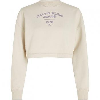 Calvin Klein Women's Beige Crew Neck Fleece Sweatshirt - Size M