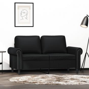 vidaXL 2-Seater Black Faux Leather Sofa 120 cm