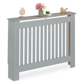 Cubre Radiador Relaxdays, Diseño a Listones, 83 x 112 x 19 cm, MDF Gris para Calefactores Antiguos