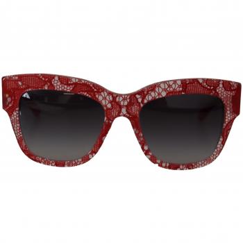 Dolce & Gabbana Red Lace Acetate Rectangle Sunglasses DG4231
