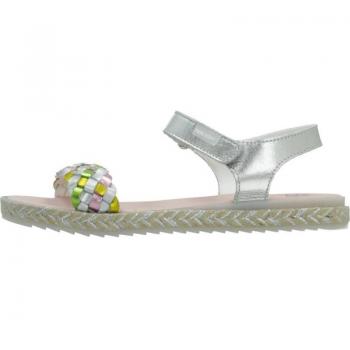 Sandalias abiertas de niña PABLOSKY 421850P de piel con cierre adherente en color plata