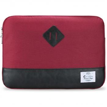 Funda para Portátiles e-Vitta Heritage 14 de Imitación Piel y Poliéster en Negro y Rojo con Interior Afelpado