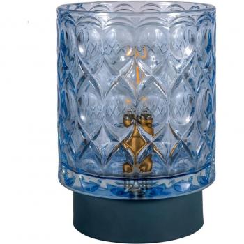 Lámpara de Mesa LED E14 Chic Glamour Móvil Azul Metal con Batería y Temporizador