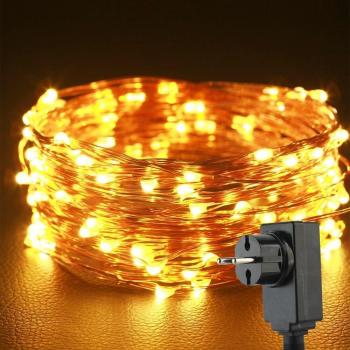 Uping Guirnalda Luminosa | 100 Leds, 10 Metros, Enchufe Español | Cadena de luces LED | Alambre de Cobre Impermeable | para Navidad Fiestas Bodas Jardín Uso Exterior e Interior
