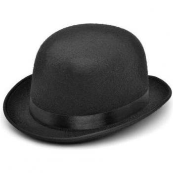 Sombrero de bombín de fieltro negro unisex para adultos - Talla única