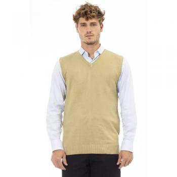 Alpha Studio Beige Viscose Vest - IT48 | M, Sleeveless Knitwear, Male, Size: M