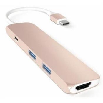 Satechi Adaptador Multi-Puertos Slim Tipo-C de Aluminio con Puerto de Carga USB-C, 4K HDMI, USB 3.0