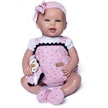 Muñecas Guca- MUÑECA Reborn Claudia con Pichi Rosa Corazones ACOMPAÑADO DE Muselina. 46CM, Multicolor