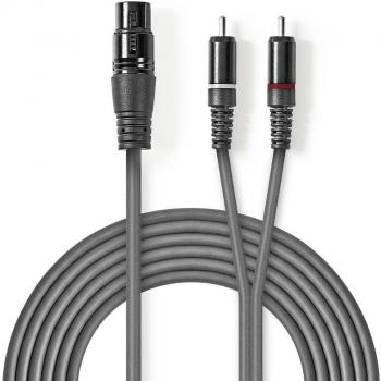 Cable de audio profesional XLR a 2 conectores RCA macho de 1.5 metros en color gris