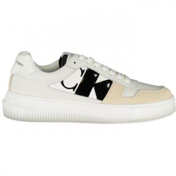 Calvin Klein Women's Elegant White Lace-Up Sneakers with Contrast Detail - Size 10 US (EU40)