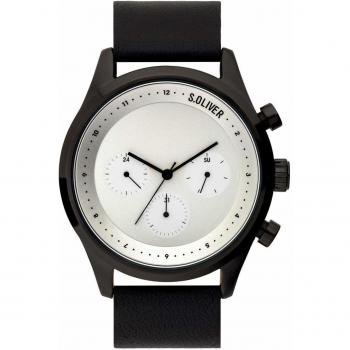 s.Oliver Mens Analogue Quartz Watch with Leather Strap SO-3721-LM
