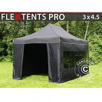 Carpa Plegable Rápida FleXtents Pro 3x4,5m Negra con 4 Laterales Impermeables
