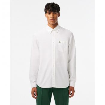 Lacoste Men's Casual Long Sleeve Woven Shirt - White - Size XL