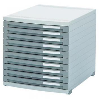 Cajonera HAN CONTUR, 10 cajones, gris claro/gris oscuro, dimensiones A4/B5/C4