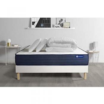 Pack Colchón 200 x 200 Actilatex de Látex y Espuma Viscoelástica con Almohadas - Altura 22 cm - Color Blanco
