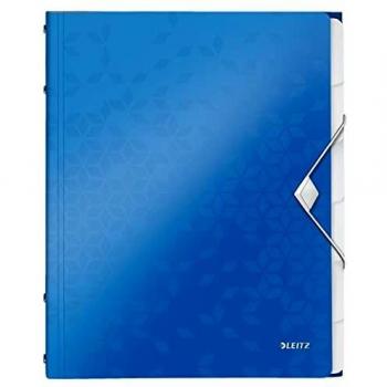 Carpeta archivadora LEITZ WOW A4, PP, 6 compartimentos, azul metalizado