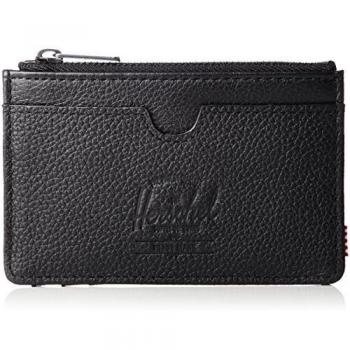 Herschel Supply Oscar Leather RFID Cartera con Cremallera, Piel de Color Negro, Talla única Unisex