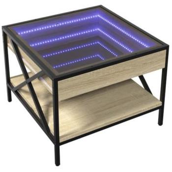 Mesa de centro con Infinity LED roble Sonoma 50x50x38 cm, mesita de Centro, Mesa Auxiliar, Mesa de salón, mesita, mesita de sofá