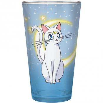 Vaso de Vidrio Sailor Moon con Diseño de Luna y Artemis 400ml Multicolor
