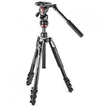 Manfrotto Befree Live, Trípode de Viaje con Cabezal para Videocámara y Cierre de Palanca, Trípode de Aluminio para DSLR, sin Espejo, Cámaras Reflex, Videocámaras y Accesorios de Video