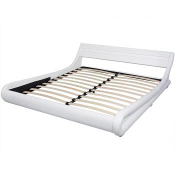 vidaXL Estructura de cama con LED 180x200 cm cuero artificial blanco