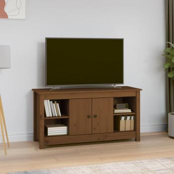 Mueble de TV de madera maciza de pino marrón miel 103x36,5x52 cm