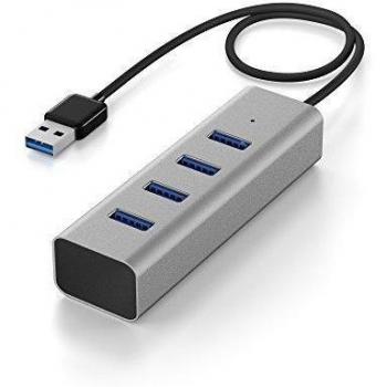 KabelDirekt 662 - Hub de aluminio USB 3.0 con 4 puertos para Mac y PC