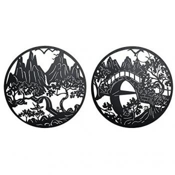 Figura Decorativa DKD Home Decor 98 x 1 x 98 cm Negro Oriental (2 Unidades)