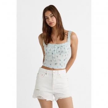 Stradivarius D75 Ripped Denim Shorts - White, Size 6 and Size 10
