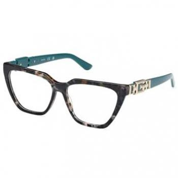 Guess GU2985 098 Square Prescription Glasses - Green Havana, Plastic, Online Try-On